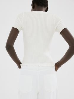 Mango Rib Knit Short Sleeve Top, Raw - view 2, Raw