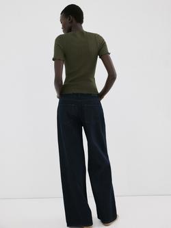 Mango Sculpted Rib Knit Top, Khaki - view 2, Khaki