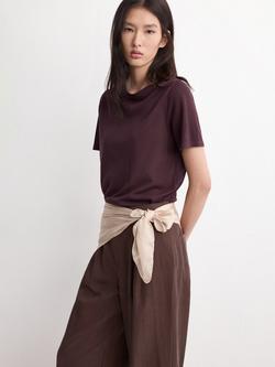 Mango Crew Neck Knit Top, Wine
