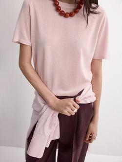 Mango Crew Neck Knit Top, Pastel Pink