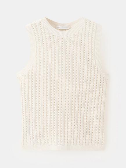 Mango Openwork Knit Vest, Raw, Raw