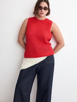 Mango Open Stitch Knit Vest Top, Red, Red