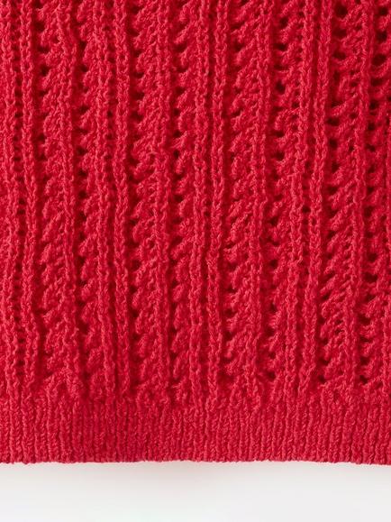 Mango Open Stitch Knit Vest Top, Red - view 2, Red