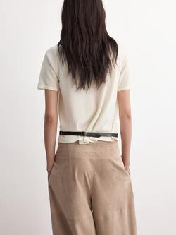 Mango Round Neck Short Sleeve Knit Top, Raw - view 2, Raw