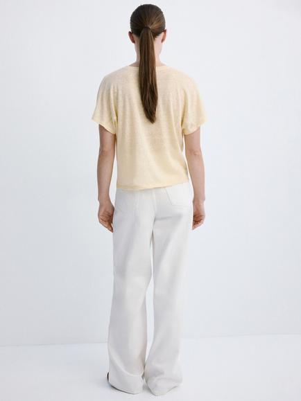 Mango Pure Linen T-Shirt - view 2, Vanilla