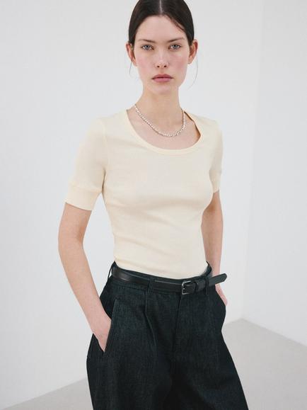 Mango Camiseta Round Neck T-Shirt, Off White, Off White