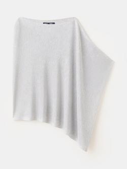 Mango Asymmetric Draped Cape Top, Light Grey Melange, Light Grey Melange