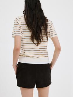 Mango Stripe Knit Polo Shirt, Raw - view 2, Raw