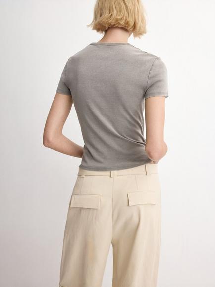 Mango Crew Neck T-Shirt - view 2, Grey