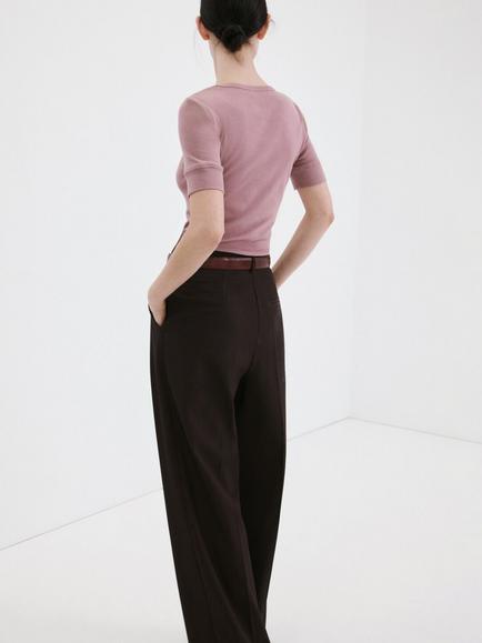 Mango Round Neck T-Shirt, Mauve - view 2, Mauve