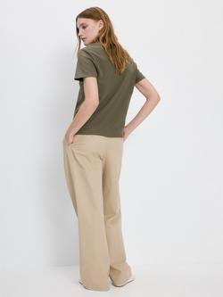 Mango V-Neck Relaxed T-Shirt - view 2, Khaki