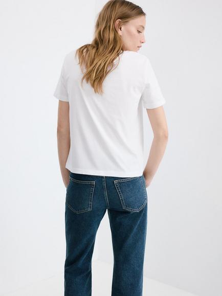 Mango V-Neck Relaxed T-Shirt - view 2, White