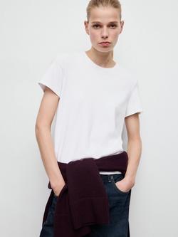 Mango Crew Neck T-Shirt, White, White