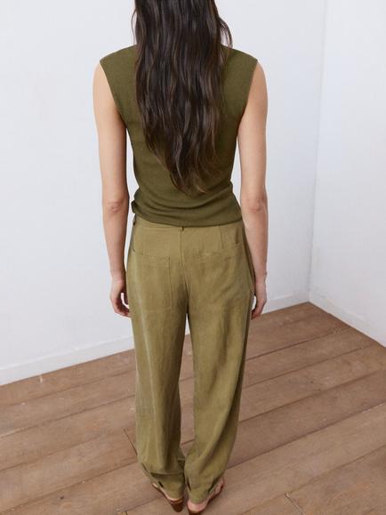 Mango Casandra Cut Out Ribbed Knit Top, Khaki - view 2, Khaki