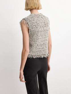 Mango Round Neck Fringe Trim Top, Black/Multi - view 2, Black/Multi