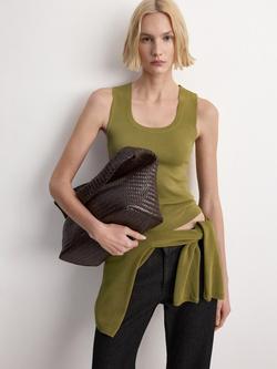 Mango Scoop Neck Vest Top, Green, Green