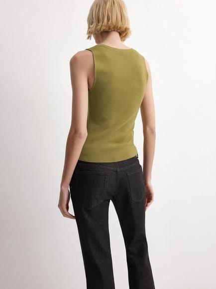 Mango Scoop Neck Vest Top, Green - view 2, Green