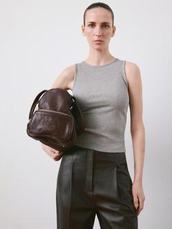 Mango Ribbed Crew Neck Vest, Mid Grey Melange, Mid Grey Melange