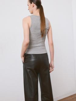 Mango Ribbed Crew Neck Vest, Mid Grey Melange - view 2, Mid Grey Melange