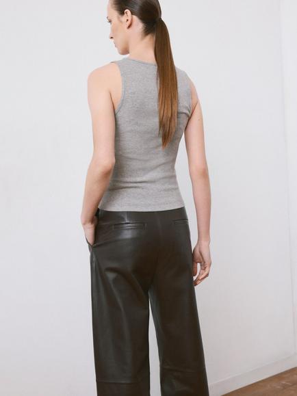 Mango Ribbed Crew Neck Vest, Mid Grey Melange - view 2, Mid Grey Melange