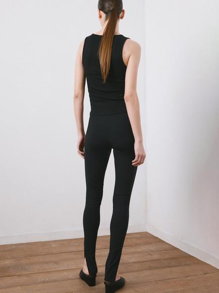 Mango Ribbed Crew Neck Vest, Black - view 2, Black