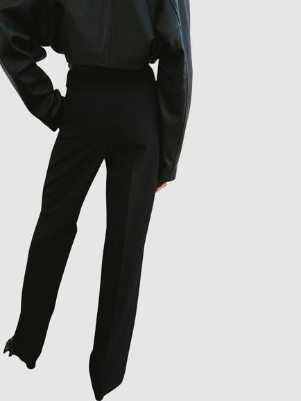 Mango Belt Detail Straight Trousers, Black - view 2, Black