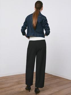 Mango Mid-Rise Tailored Wide Leg Trousers, Black - view 2, Black