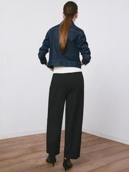 Mango Mid-Rise Tailored Wide Leg Trousers, Black - view 2, Black
