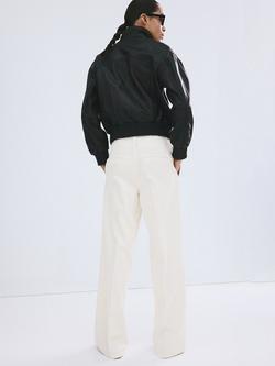 Mango Wide Leg Denim Cotton Trousers, Off White - view 2, Off White