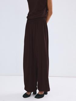 Mango Draped Balloon Wide Leg Trousers, Wine, Wine