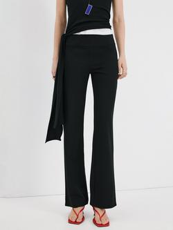Mango Mid Rise Flared Trousers, Black, Black