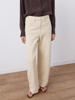 Mango High Rise Barrel Leg Jeans, Vanilla, Vanilla