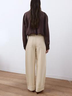 Mango High Rise Barrel Leg Jeans, Vanilla - view 2, Vanilla