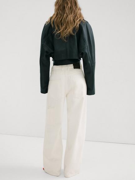 Mango High Rise Balloon Wide Leg Jeans, White - view 2, White