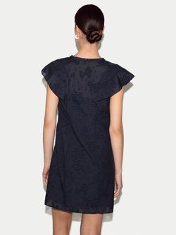 Jigsaw Floral Jacquard Mini Dress, Navy - view 2, Navy