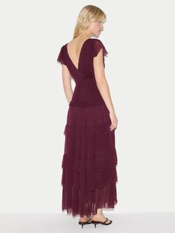 Jigsaw Frill Plisse Maxi Dress, Red - view 2, Red