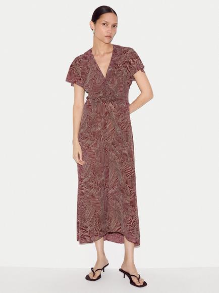 Jigsaw Optic Swirl Ruched Midi Dress, Red, Red