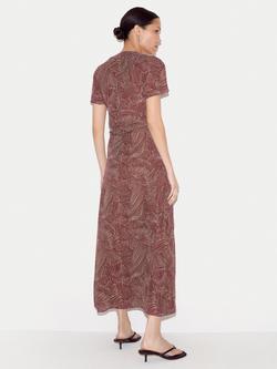 Jigsaw Optic Swirl Ruched Midi Dress, Red - view 2, Red