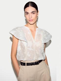 Jigsaw Floral Jacquard Top, White