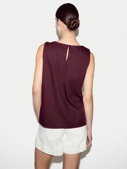 Jigsaw 3D Flower Appliqué Sleeveless Top, Burgundy - view 2, Burgundy