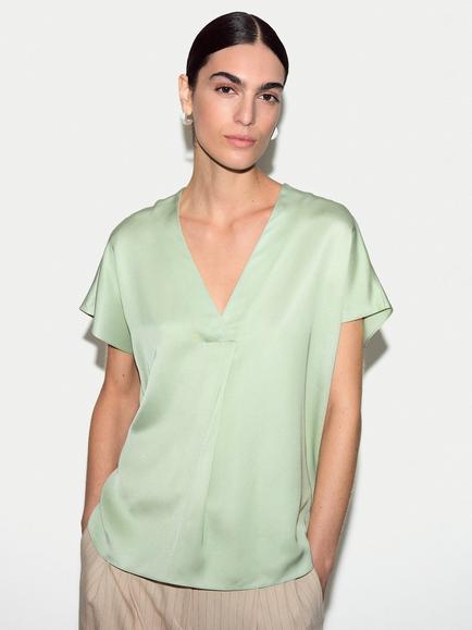 Jigsaw Satin Cap Sleeve Top, Pale Green, Pale Green