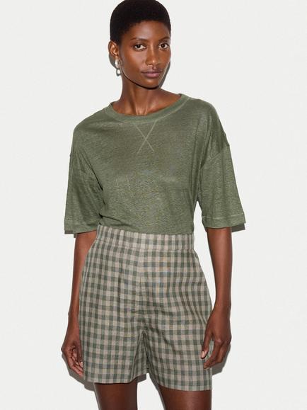 Jigsaw Linen Boxy T-Shirt, Khaki