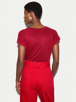 Jigsaw Linen Raglan Short Sleeve T-Shirt - view 2, Red