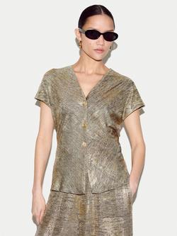 Jigsaw Shimmer Jersey Top, Gold, Gold