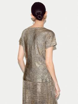 Jigsaw Shimmer Jersey Top, Gold - view 2, Gold