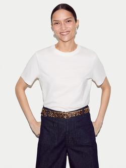 Jigsaw Crew Neck Supima Cotton Crew Neck T-Shirt, White