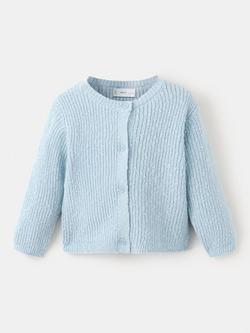 Mango Baby Ribbed Cardigan, Sky Blue, Sky Blue