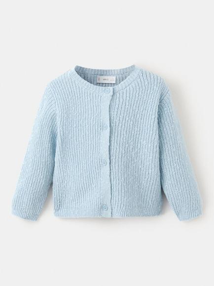 Mango Baby Ribbed Cardigan, Sky Blue, Sky Blue