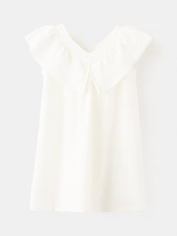 Mango Kids' Ruffle Cap Sleeve Tunic Dress, Off White, Off White