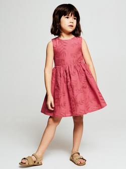 Mango Kids' Sleeveless Embroidered Mini Dress, Strawberry, Strawberry